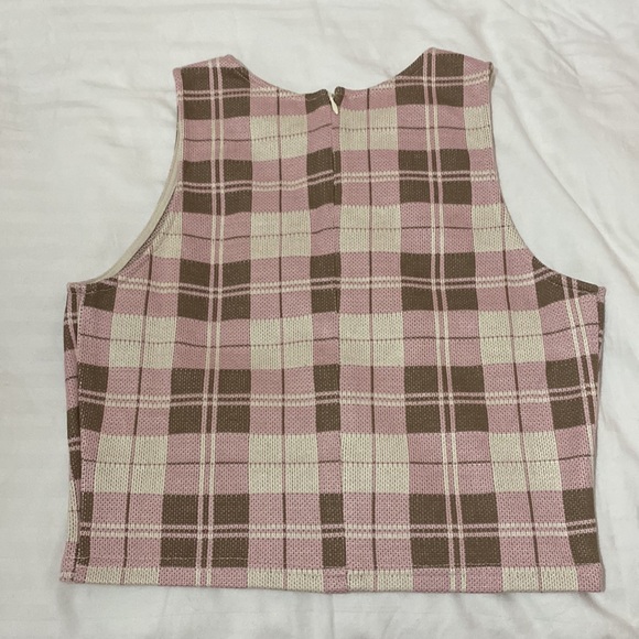 Y2K cropped knit plaid top - Picture 3 of 3